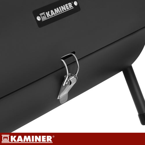 Kulgrill med Låg, Termometer og 2 Grillriste XXL – Bærbar Havegrill KAMINER