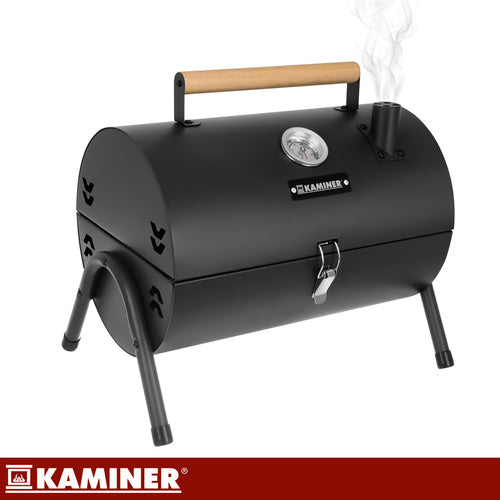 Kulgrill med Låg, Termometer og 2 Grillriste XXL – Bærbar Havegrill KAMINER
