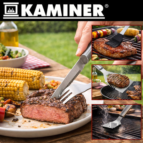 Grillbestik sæt 26 dele i kuffert – Komplet BBQ tilbehør i rustfrit stål