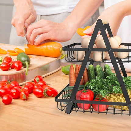 Kökshylla i metall – 2 nivåer med korg