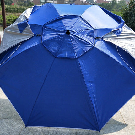 Strandparasol stor model, beskytter både mod sol og vind.