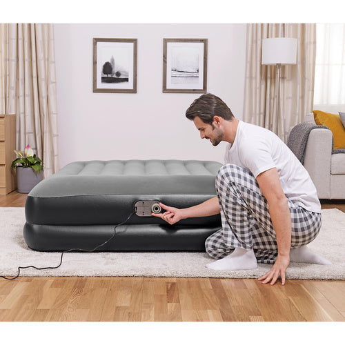 Dobbelt Luftmadras med Indbygget Pumpe & Pude 203x152x46 cm