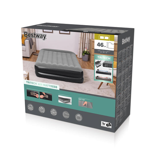 Dobbelt Luftmadras med Indbygget Pumpe & Pude 203x152x46 cm
