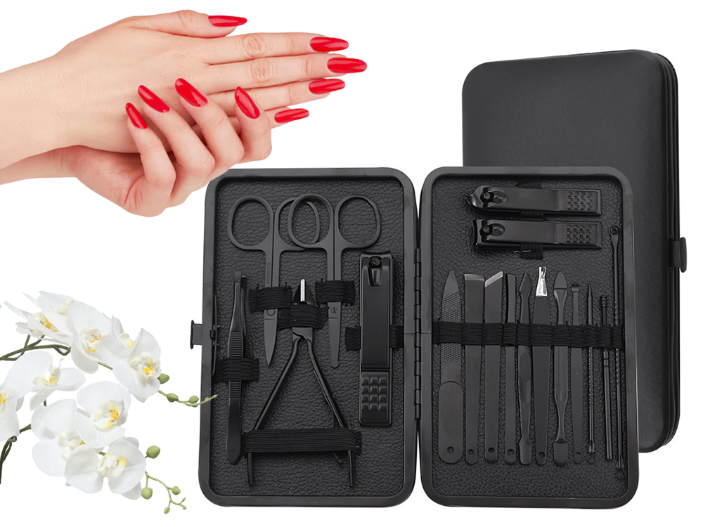 Manicure & Pedicure Sæt 18 Dele – Negleplejesæt i Praktisk Etui