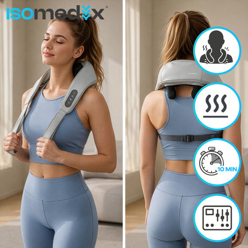 Shiatsu nakkemassager trådløs med varme – USB-C & 3 massageprogrammer