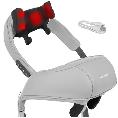 Shiatsu nakkemassager trådløs med varme – USB-C & 3 massageprogrammer