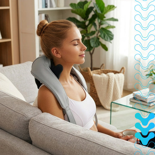 Shiatsu nakkemassager trådløs med varme – USB-C & 3 massageprogrammer