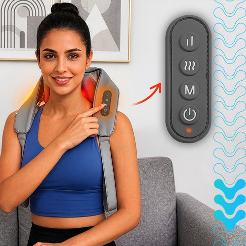Shiatsu nakkemassager trådløs med varme – USB-C & 3 massageprogrammer