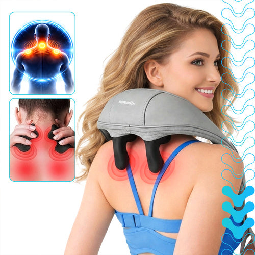 Shiatsu nakkemassager trådløs med varme – USB-C & 3 massageprogrammer