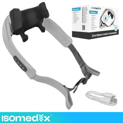 Shiatsu nakkemassager trådløs med varme – USB-C & 3 massageprogrammer