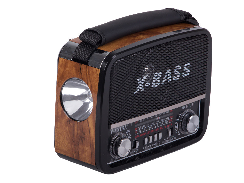 Retroradio, bärbar med FM/AM/SW, MP3-spelare & ficklampa – USB, AUX & Batteri