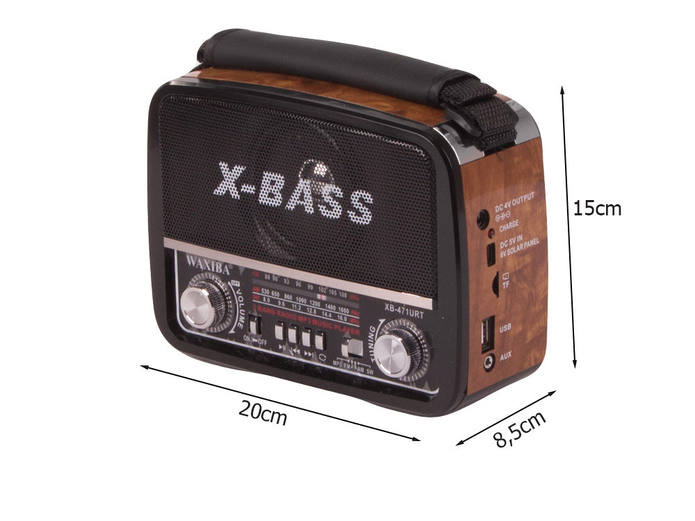 Retroradio, bärbar med FM/AM/SW, MP3-spelare & ficklampa – USB, AUX & Batteri