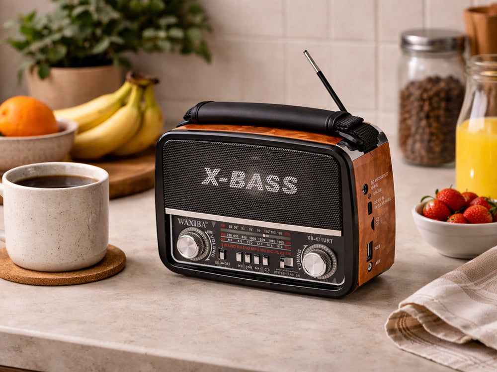 Retroradio, bärbar med FM/AM/SW, MP3-spelare & ficklampa – USB, AUX & Batteri