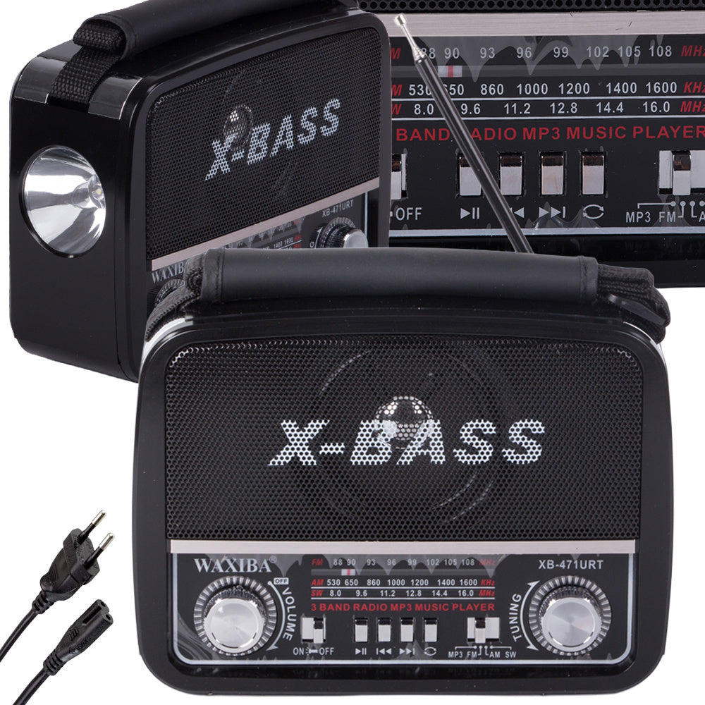 Retro Radio, bærbar med FM/AM/SW, MP3 Afspiller & lommelygte – USB, AUX & Batteri