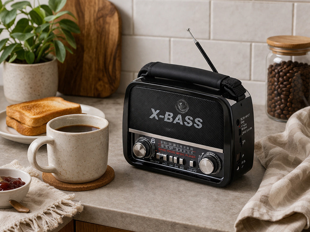 Retroradio, bärbar med FM/AM/SW, MP3-spelare & ficklampa – USB, AUX & Batteri