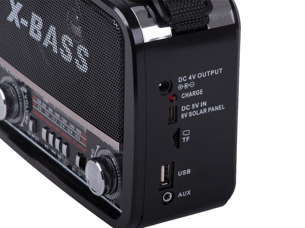 Retroradio, bärbar med FM/AM/SW, MP3-spelare & ficklampa – USB, AUX & Batteri
