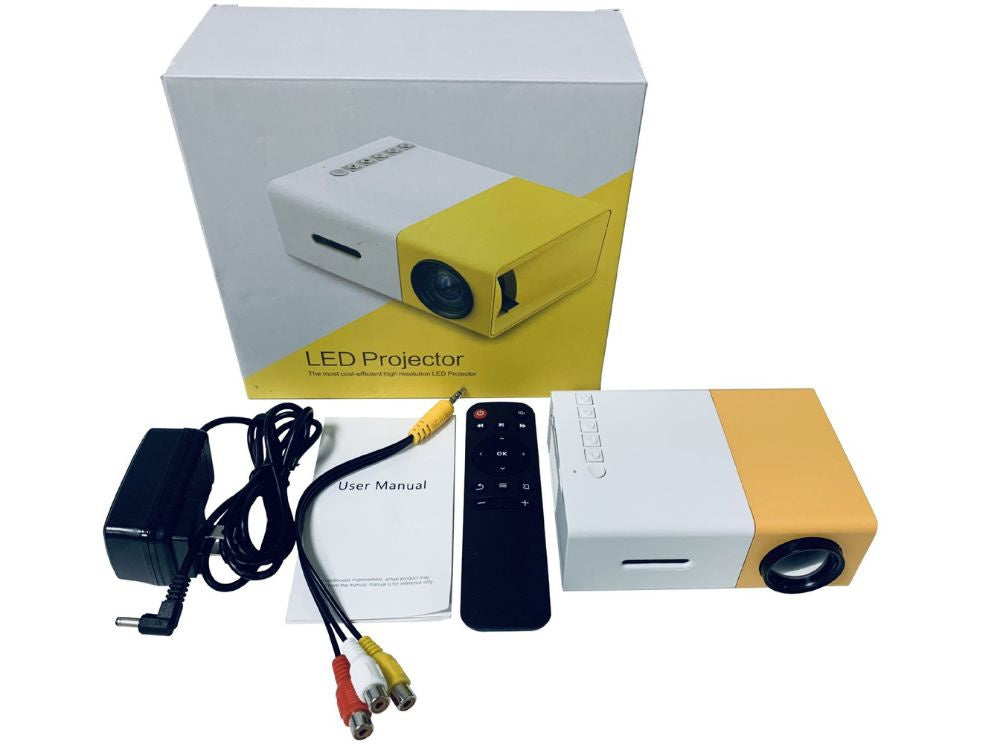 Bärbar miniprojektor YG300 version 2025 – Full HD, HDMI och fjärrkontroll