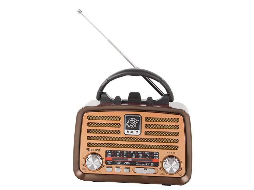 Bärbar retroradio med FM/AM, Bluetooth och USB-laddning