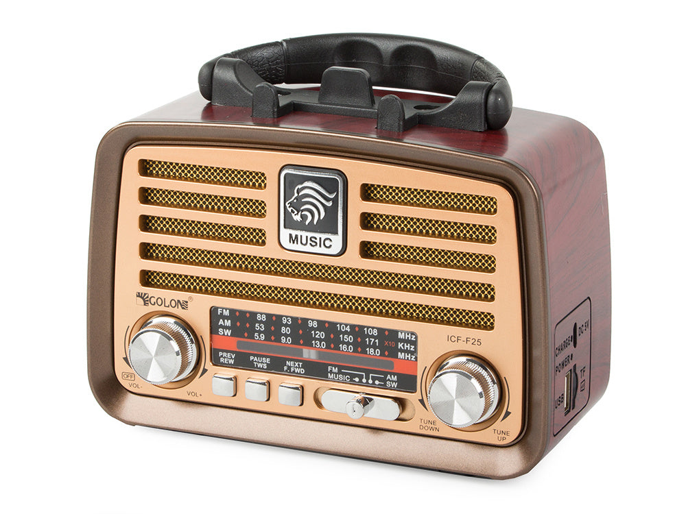 Bärbar retroradio med FM/AM, Bluetooth och USB-laddning