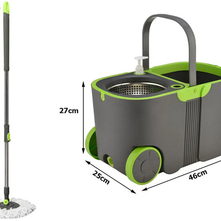 360 Roterende Moppe med Spand og 2x Mikrofiberpads - Din Allround Rengøringsløsning