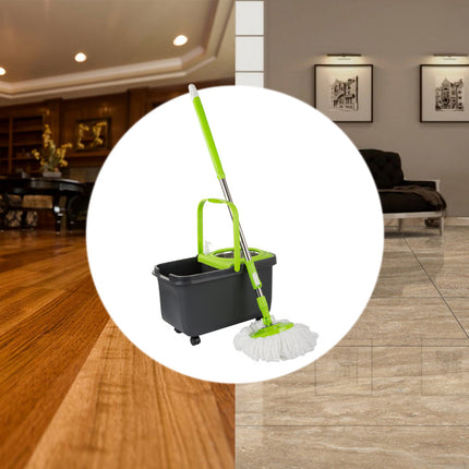 Roterende Moppe med 360° Dispenserspand og 2 Mikroﬁberpuder