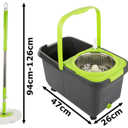 Roterende Moppe med 360° Dispenserspand og 2 Mikroﬁberpuder