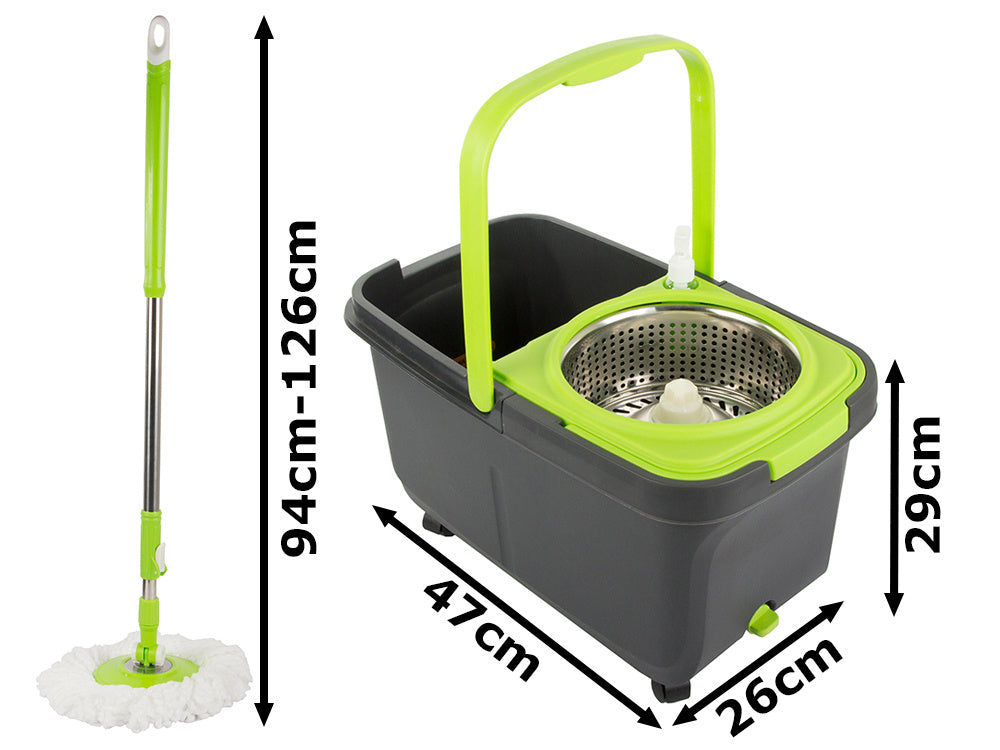 Roterende Moppe med 360° Dispenserspand og 2 Mikroﬁberpuder