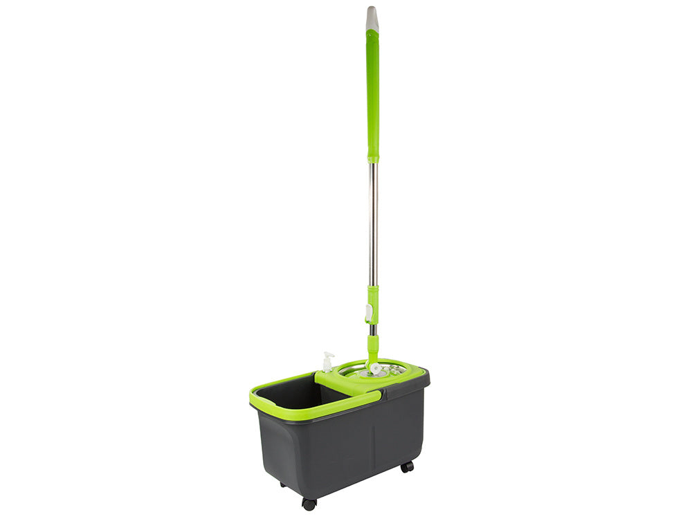 Roterende Moppe med 360° Dispenserspand og 2 Mikroﬁberpuder