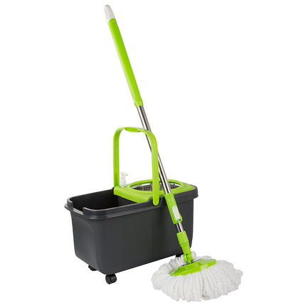 Roterende Moppe med 360° Dispenserspand og 2 Mikroﬁberpuder