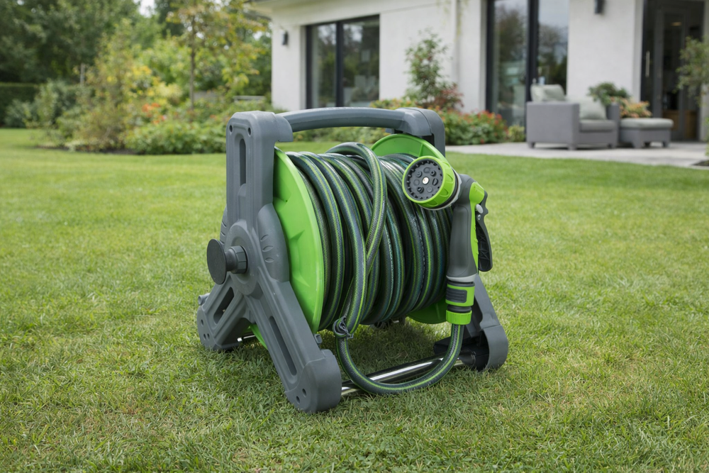 Haveslange 20 Meter med Slangeopruller – 4-Lags 1/2" Slange og Sprøjtepistol