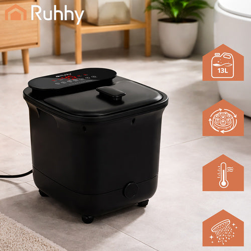 Fodspa med Varme og Hydromassage – 13L Fodmassagebad med Vandfaldseffekt 550W