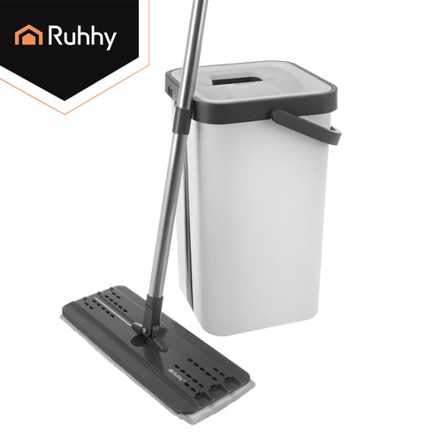 Flatmoppsats - hink 8,5 el. 11L – Inkl. 3 mikrofiberdukar och handsfree-vridning