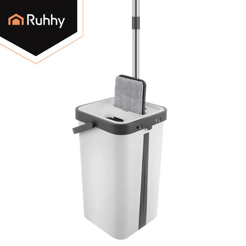 Flatmoppsats - hink 8,5 el. 11L – Inkl. 3 mikrofiberdukar och handsfree-vridning