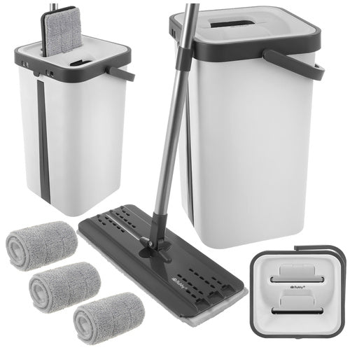 Flatmoppsats - hink 8,5 el. 11L – Inkl. 3 mikrofiberdukar och handsfree-vridning
