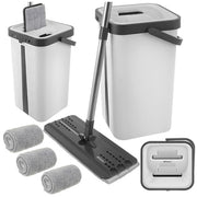 Flatmoppsats - hink 8,5 el. 11L – Inkl. 3 mikrofiberdukar och handsfree-vridning