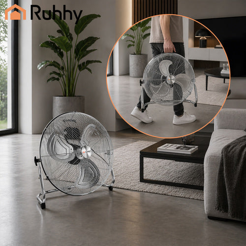 Gulvventilator – kraftig metal ventilator med 3 hastigheder