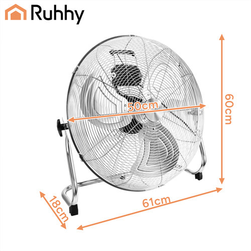Gulvventilator – kraftig metal ventilator med 3 hastigheder