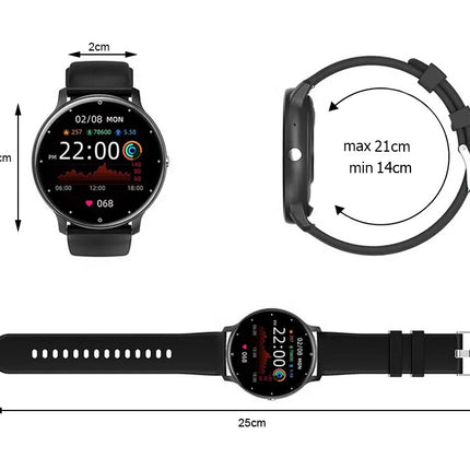 Smartwatch til herre & dame – Sort silikonerem, Bluetooth & Opkaldsfunktion