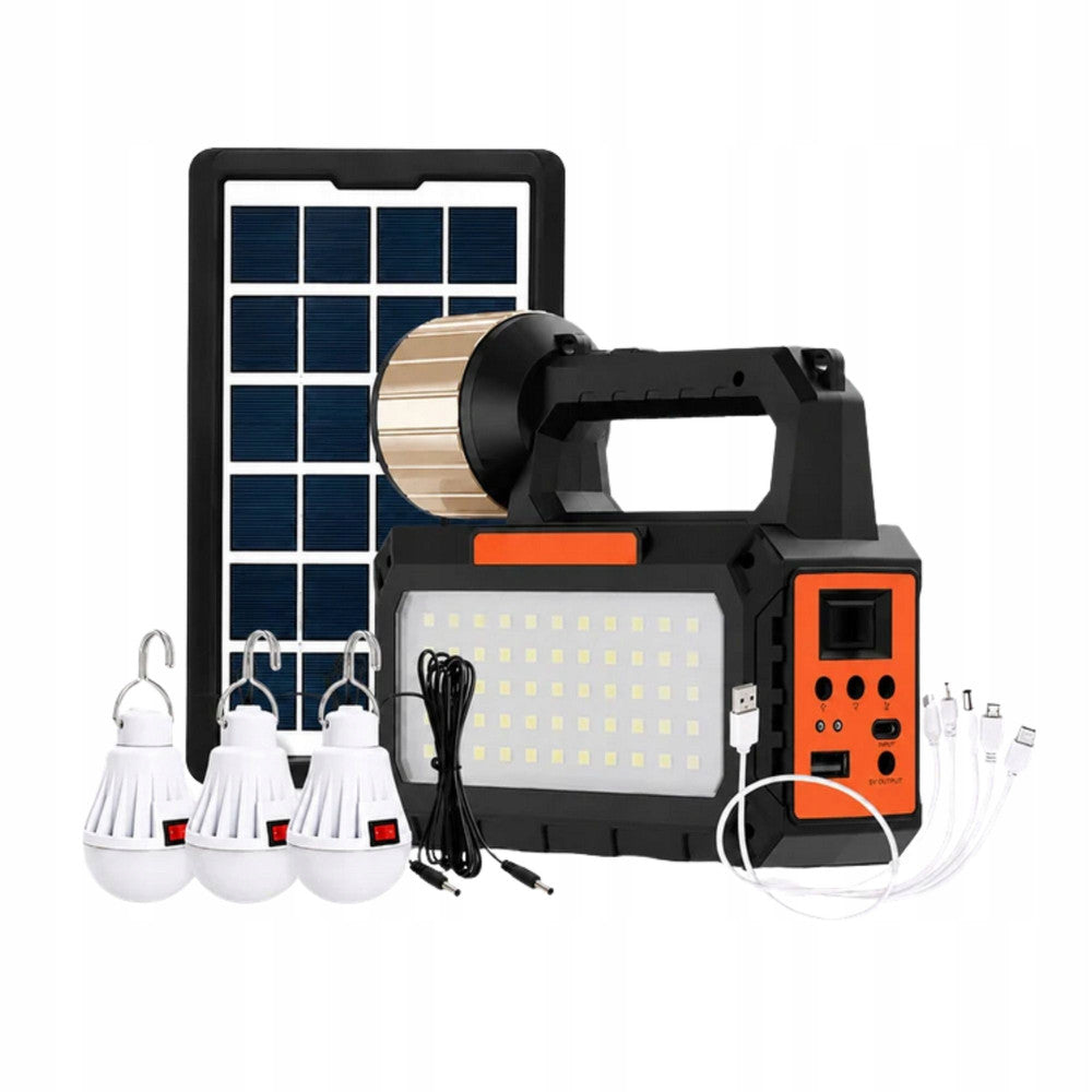Solcelle lampe med LED, Solpanel, FM Radio, Bluetooth & 3 Ekstra Lamper