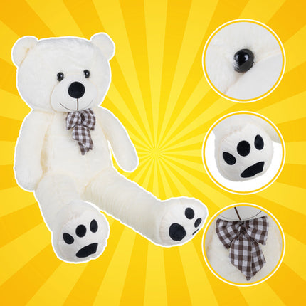 Kæmpe bamse 180 cm  – Cremefarvet krammeven med sløjfe