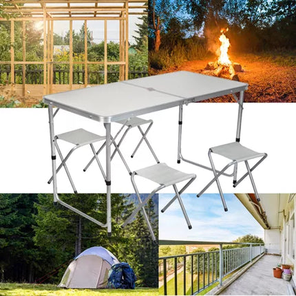 Campingset med ställbart bord och 4 stolar 