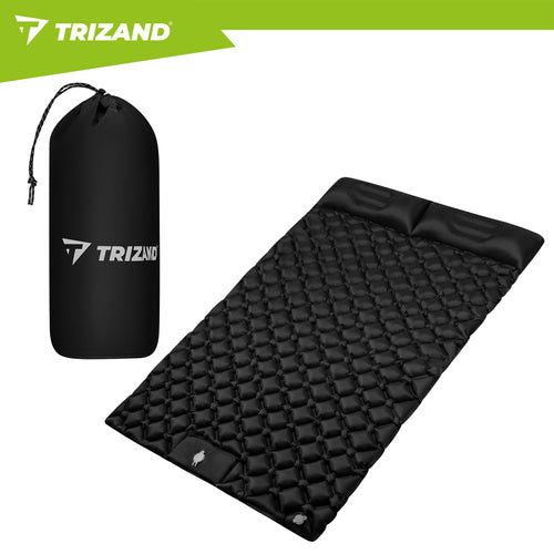 Selvoppustelig Dobbelt Luftmadras 120x190 cm med Indbygget Fodpumpe – Trizand Campingmadras til 2 Personer