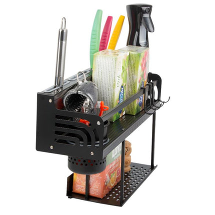 Køkkenreol til væg, dobbeltlags –opbevaring med cutter-Holder og redskabsspand