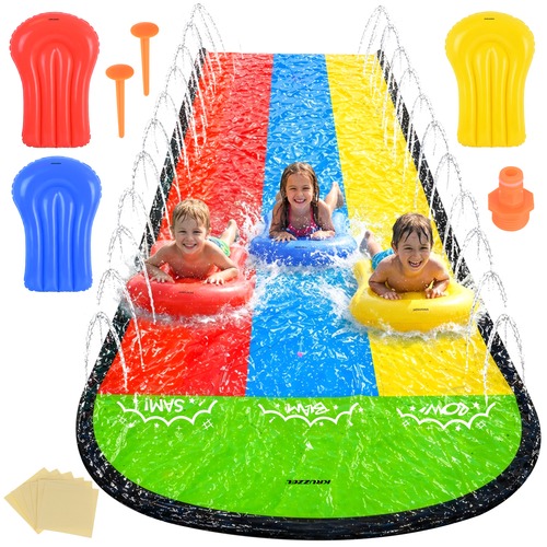 Vandrutsjebane med Springvand 480 cm – Triple Bane inkl. 3 Boards