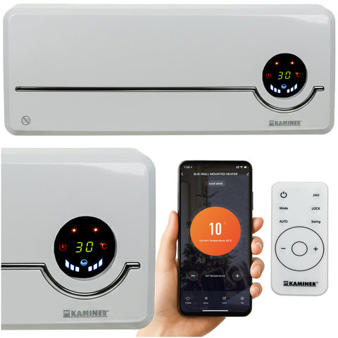 Varmeblæser 2000W med Wi-Fi & Fjernbetjening – Smart Væghængt Varmeblæser