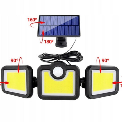 Solcellelampe med bevægelsessensor – 171 LED & fjernbetjening – 3-i-1 funktion