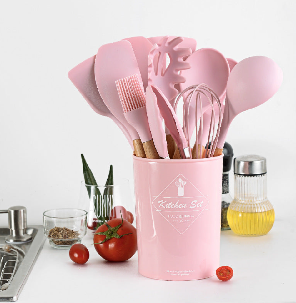 Köksset 12 delar - rosa färg
