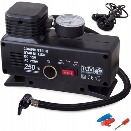 Kompressor til bildæk, cykeldæk, bolde, madrasser