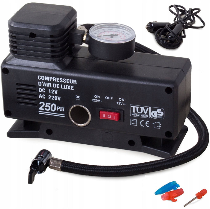 Kompressor för bildäck, cykeldäck, bollar, madrasser