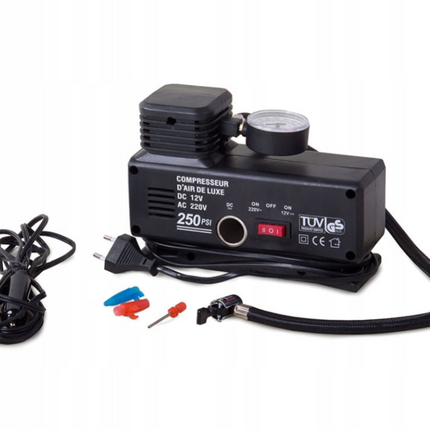 Kompressor til bildæk, cykeldæk, bolde, madrasser
